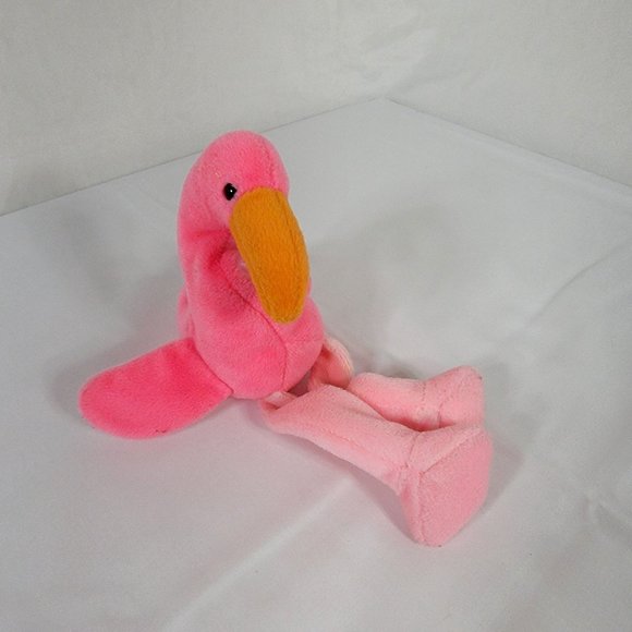 Vintage 1995 TY Beanie Babies Pinky the Pink Flamingo Plush Stuffed Animal - Picture 5 of 6